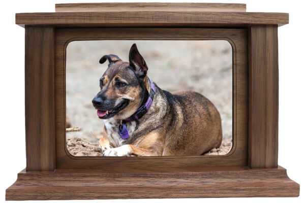 Walnut Frame Pet Urn with Photo Holder Pet Cremation South Dakota